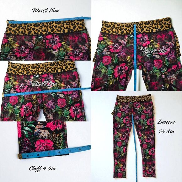 Zumba La Pachanga Ruffle Floral/Leopard Print Leggings Size L (E109) - Picture 6 of 7
